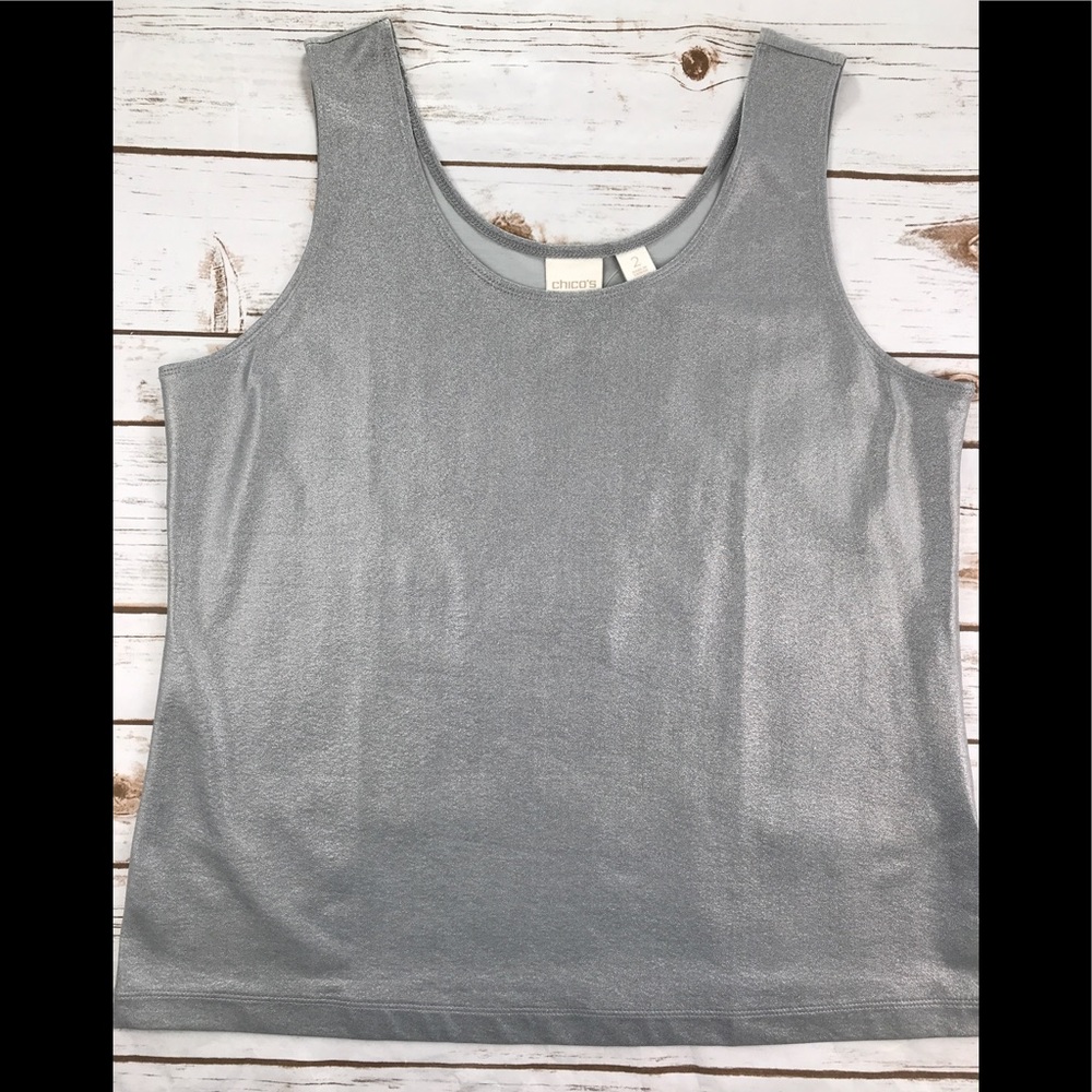 Gorgeous Chico’s Shimmering Silver Tank Top NWT